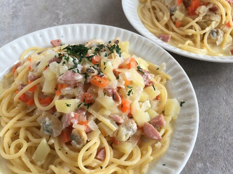 あさりとじゃが芋のクリームパスタ♪